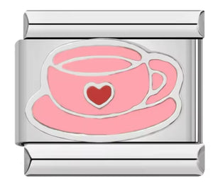 Charm Taza Rosa Para Pulsera Italiana